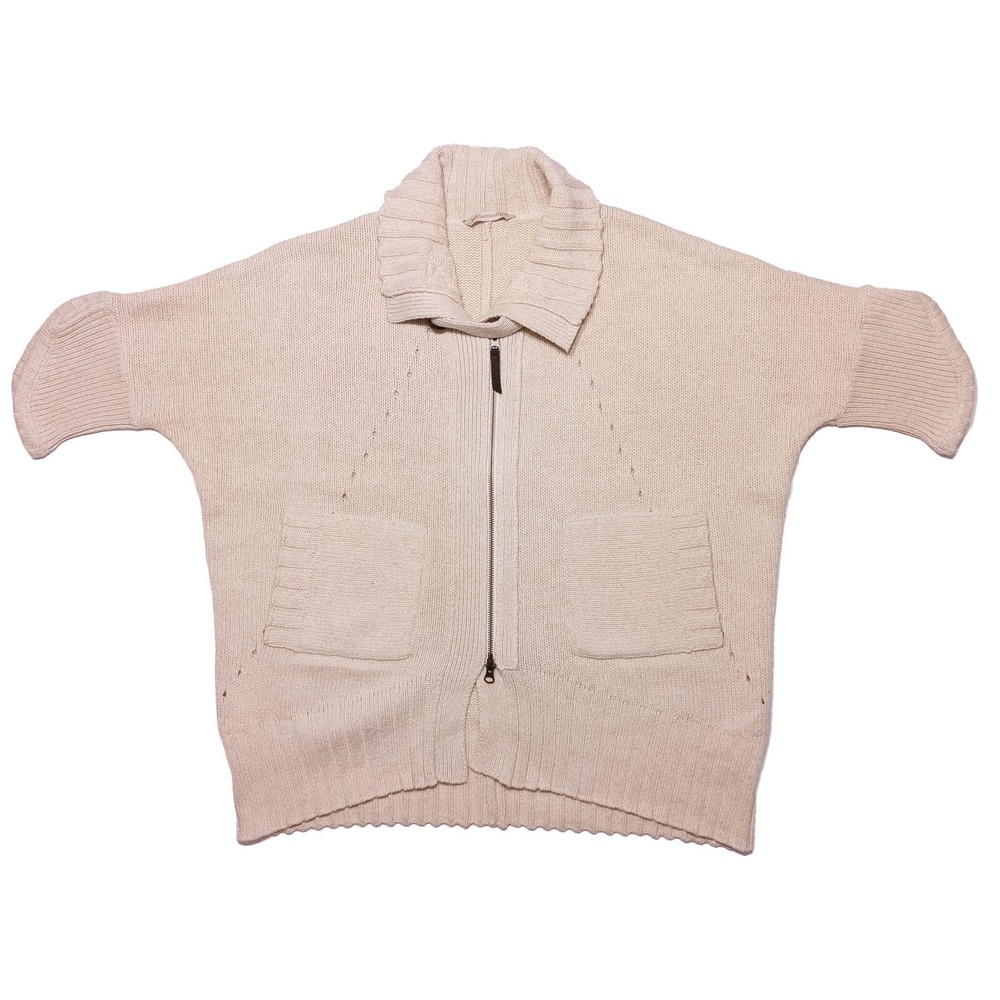SOFT SURROUNDINGS North Creek‎ Full Zip Sweater Cotton Wool Blend Beige Large XL